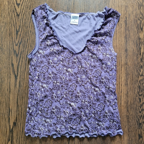 Old Navy Purple Floral V-Neck Sleeveless Tank Top with Ruffled Hems Size Women S - Picture 6 of 9